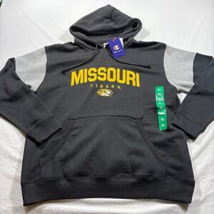 Champion Missouri Tigers Black Grey Colorblock Hoodie Sweatshirt XL NCAA